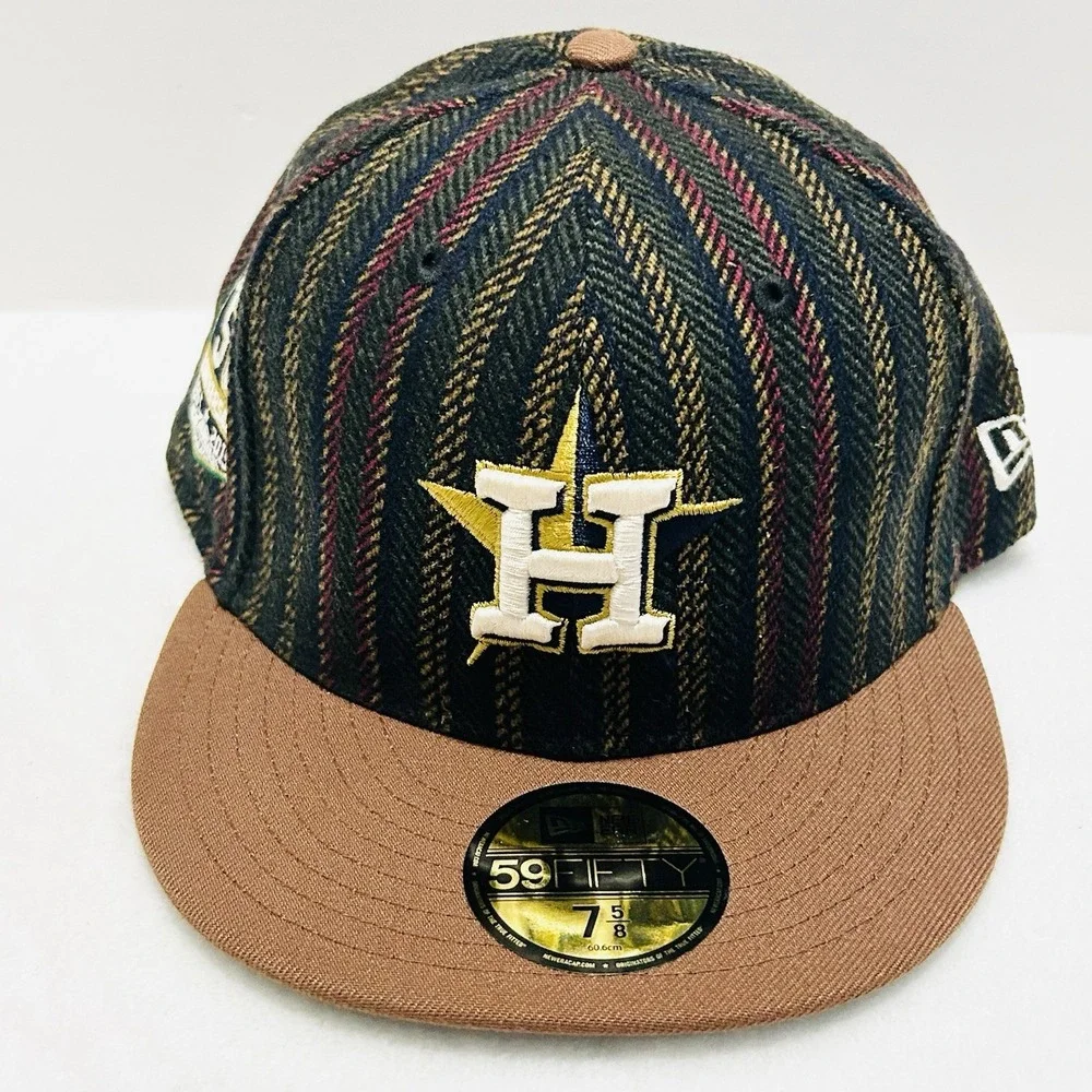 New Era Houston Astros Herringbone 50 Years 59FIFTY Fitted Hat Cap 7‎ 5/8 Brown